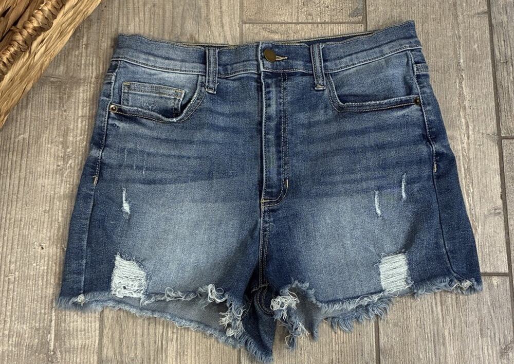Altar'd State Medium Wash Distressed Raw Hem Jean Shorts Size 29